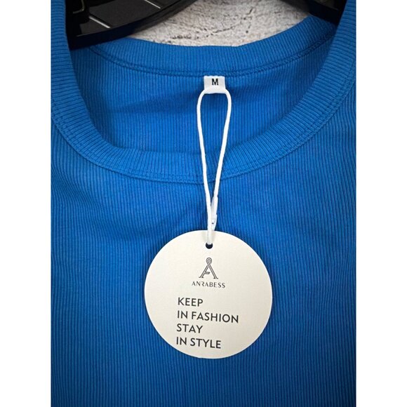 NWT Anrabess Sleeveless Ribbed Blue Tank Top Size M - Picture 2 of 3